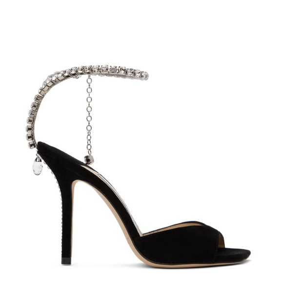 Jimmy Choo 100mm Saeda Suede Stiletto Heel Pumps With Crystals Size US 9.5 - Picture 4 of 11